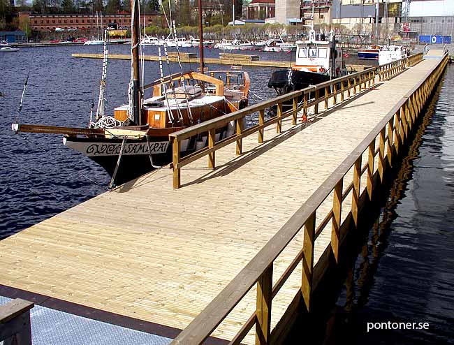 Gång och cyckelväg bro. Flytbrygga Flytbryggor 